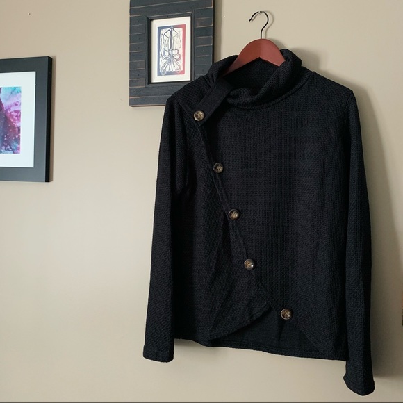 NWT 💎 Black Knitted Button Over-the-Head Cardigan - Picture 2 of 9